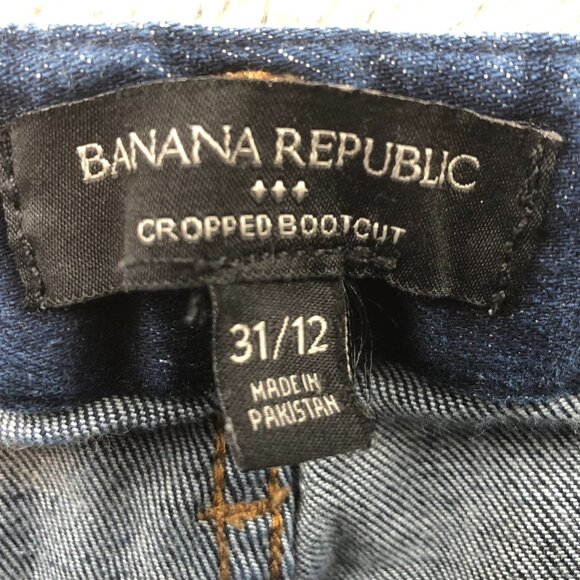 Banana Republic Womens Jeans 31/12 Cropped Bootcut Leg Blue Dark Denim Casual - Picture 8 of 14